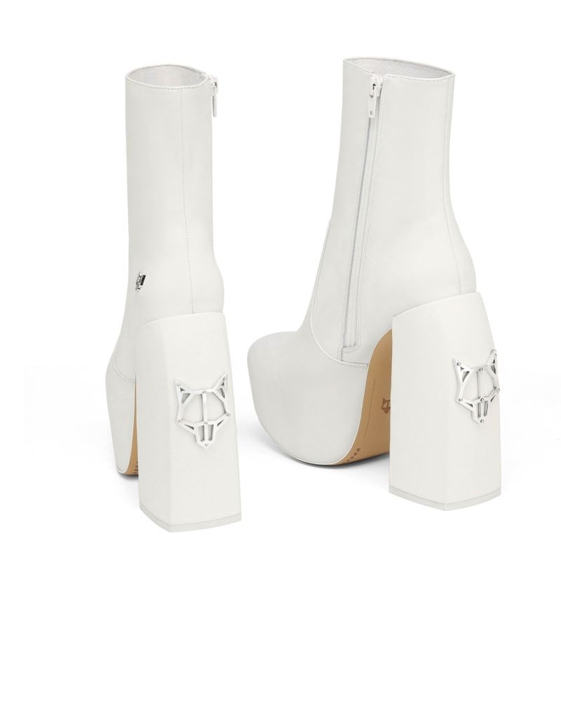 White Naked Wolfe Stylish Leather Women's Platform Boots | RIYADH 124ZFXBOK