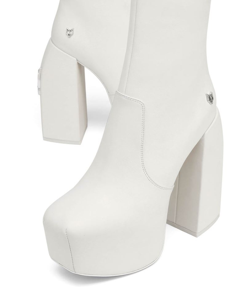 White Naked Wolfe Stylish Leather Women's Platform Boots | RIYADH 124ZFXBOK