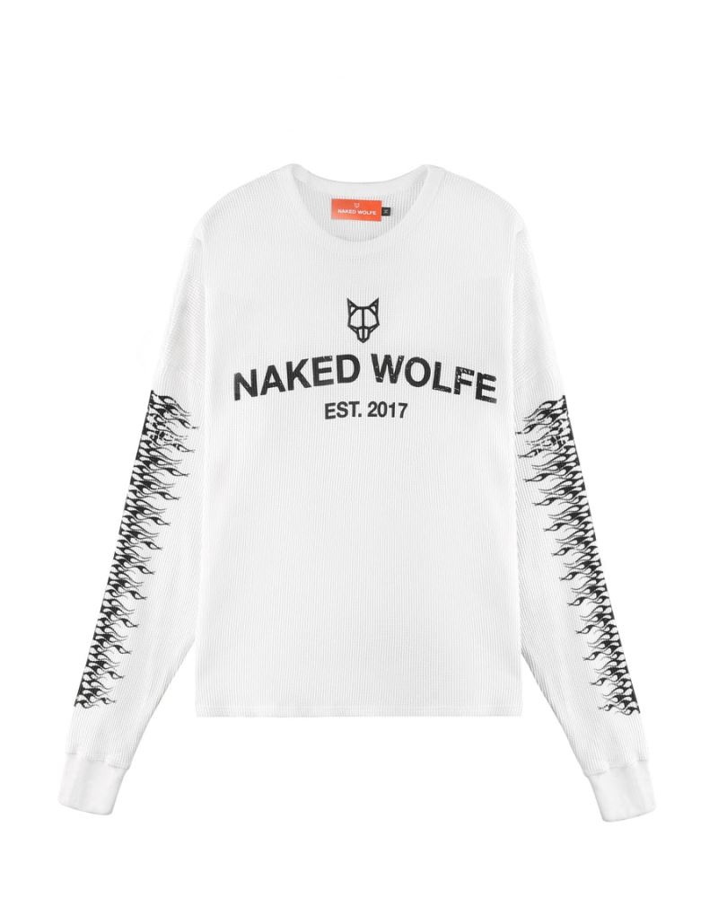 White Naked Wolfe Thermal Men\'s Sweatshirts | RIYADH 870MGKUNZ