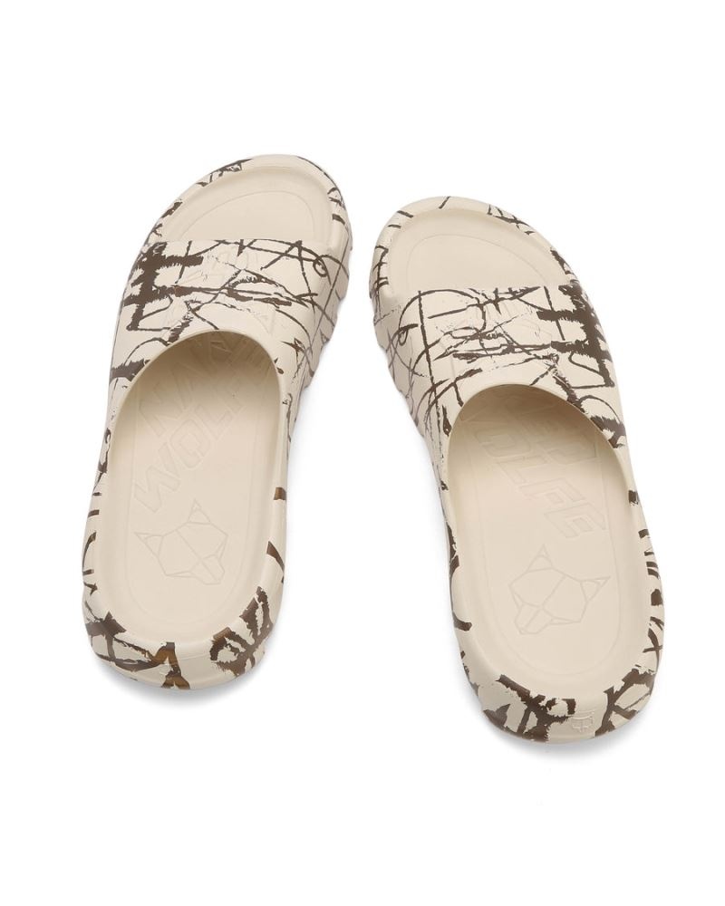 White Naked Wolfe Tommy Stone Graffiti Men's Slides | RIYADH 658BQMCIE