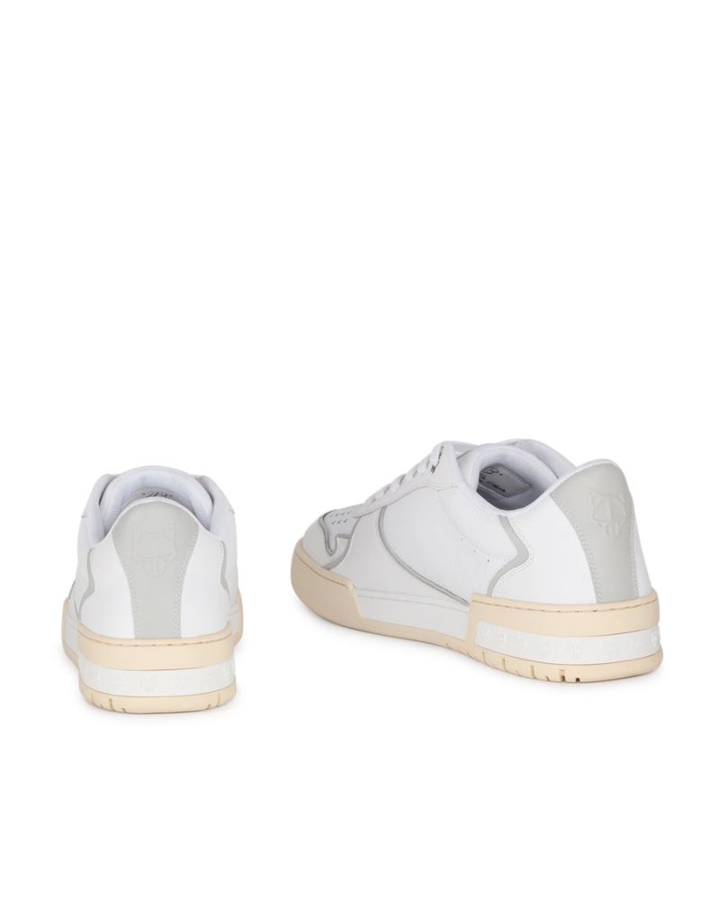 White Naked Wolfe Transmission Leather Men's Sneakers | RIYADH 324MJKDBE