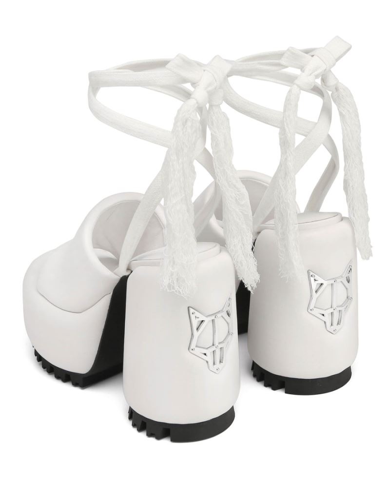 White Naked Wolfe Wonder Leather Women's Platform Sandals | RIYADH 456KHOPZU