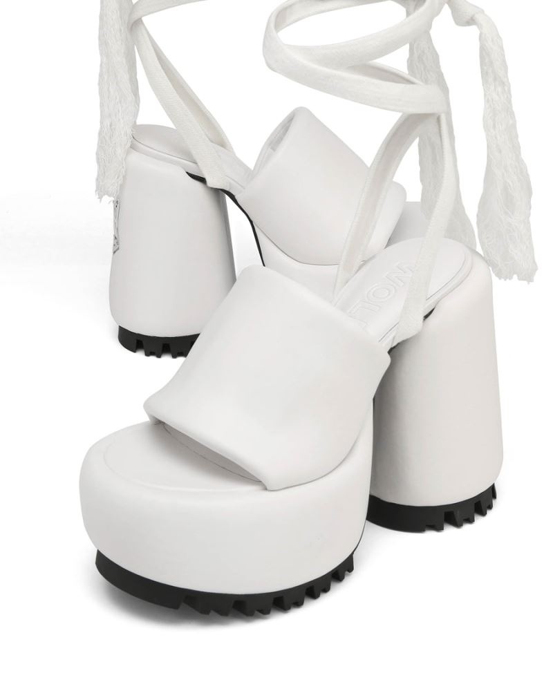 White Naked Wolfe Wonder Leather Women's Platform Sandals | RIYADH 456KHOPZU