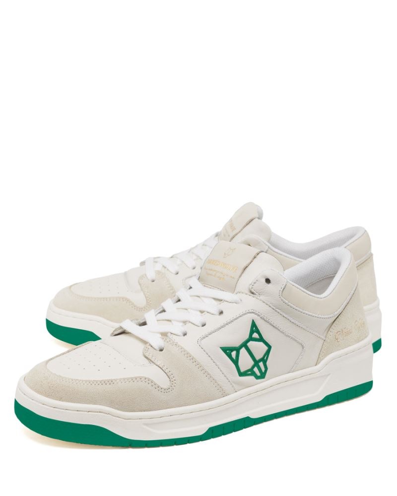 White / Green Naked Wolfe CM-01 Leather Suede Combo Men's Sneakers | RIYADH 029KNBHGI