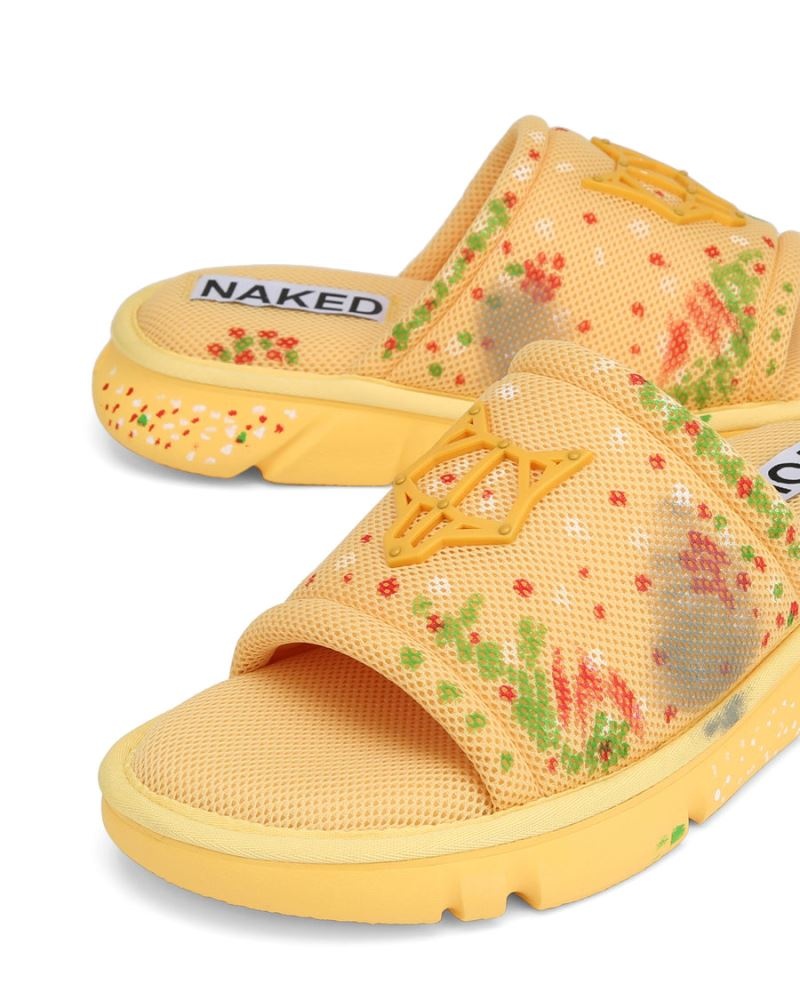 Yellow Naked Wolfe Vegas Mesh Men's Slides | RIYADH 507AXDFBH